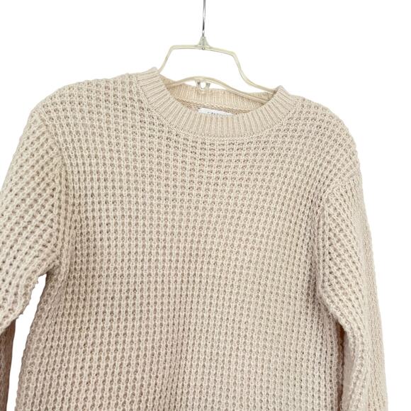 Zara Boys Ecru Waffle Knit Crewneck Sweater - Size 9-10 - Picture 3 of 6